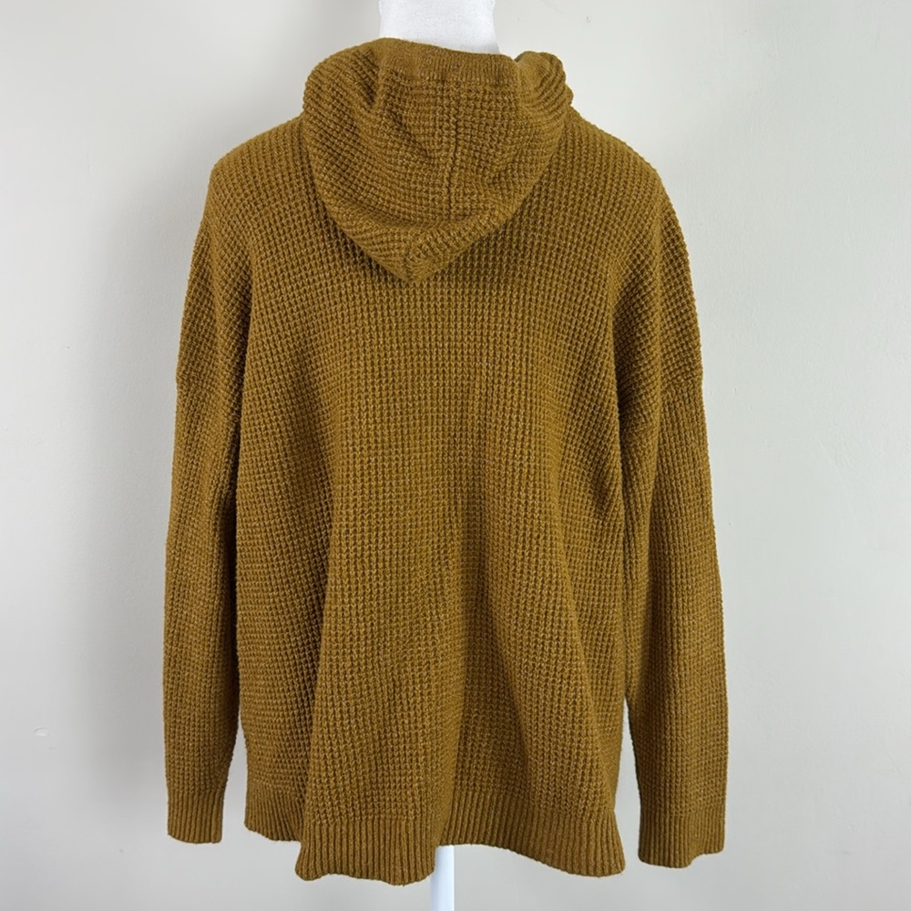 Aerie Waffle Knit Hoodie in Mustard Yellow Size Medium - Picture 2 of 7